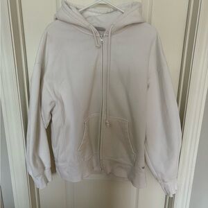 Aritzia White Zip Up Hoodie
